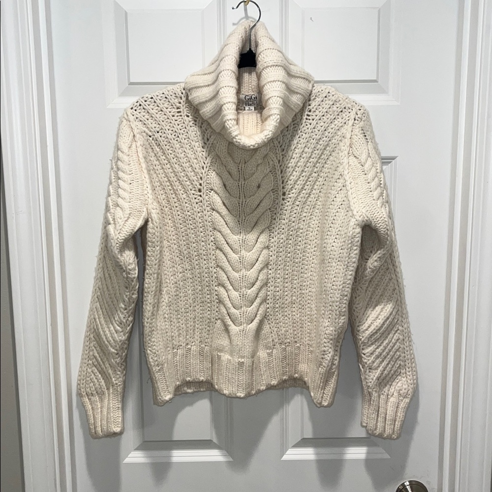 NWT Gigi Hadid X Tommy Hilfiger Chunky ITALIAN wool alpaca SOFT cableknit CREAM - Picture 7 of 14